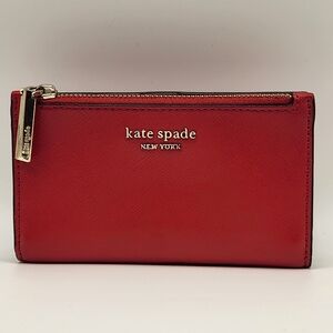 🚨SOLD🚨Kate Spade Red Leather Bi-fold Wallet, Gold Hardware, Make An Offer!